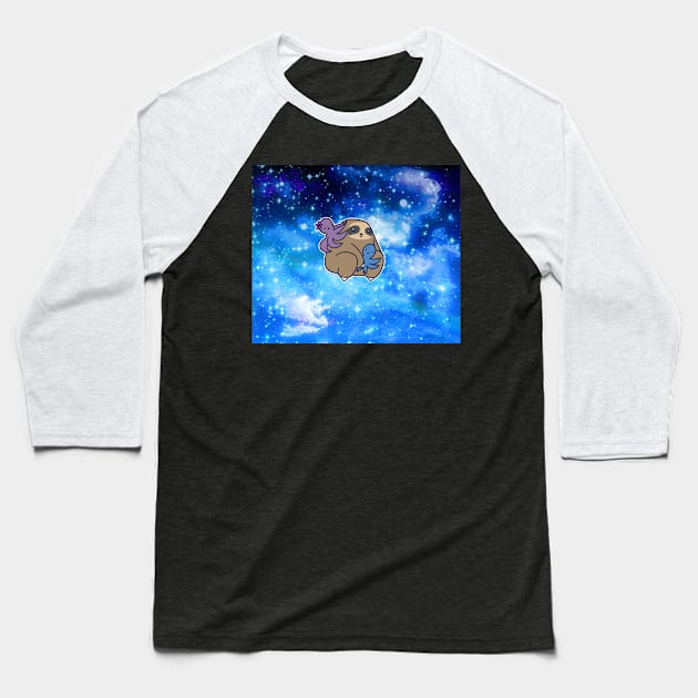 Sloth and Octopi Night Sky Baseball T-Shirt by saradaboru